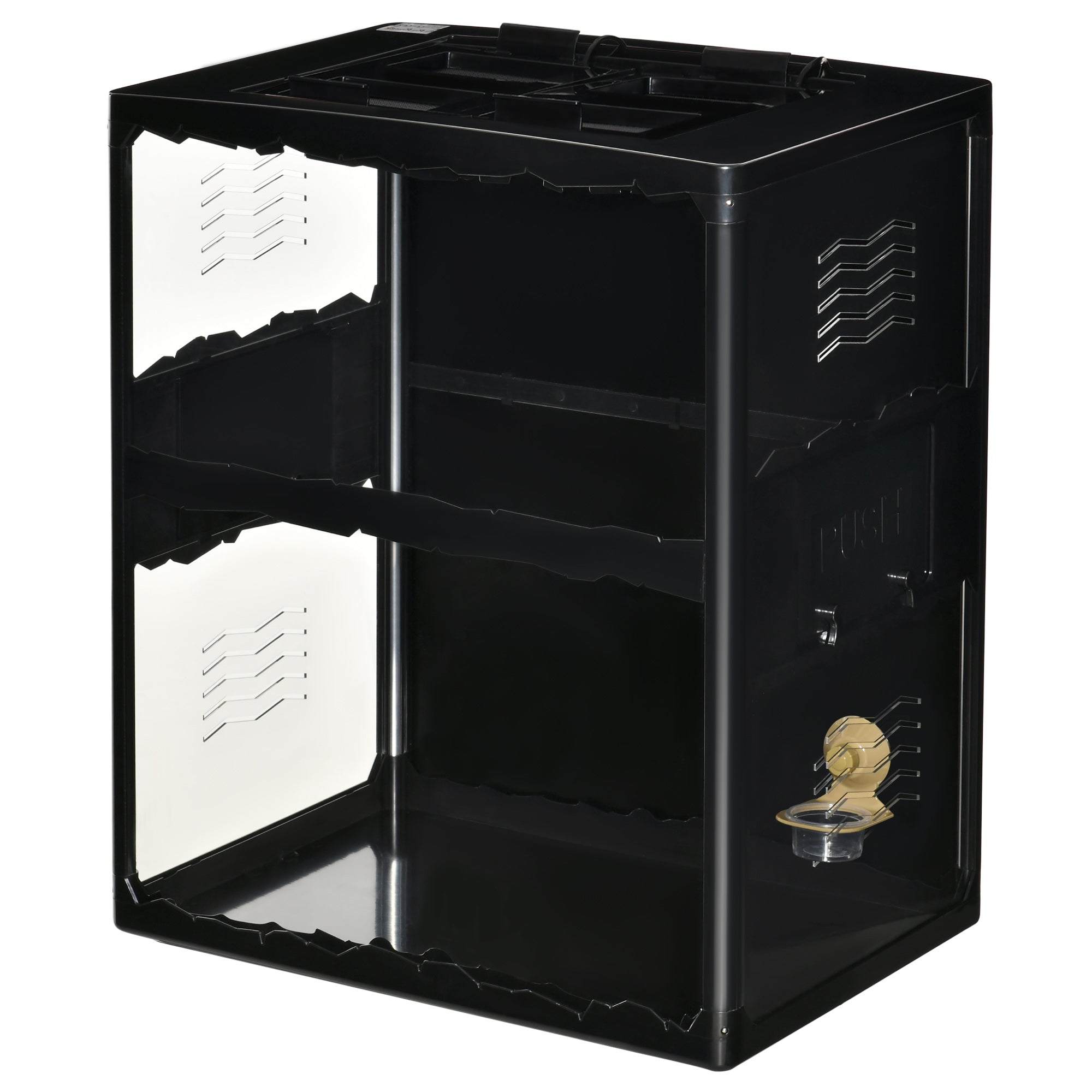 PawHut Reptile Glass Terrarium Tank, Breeding Box with Screen Ventilation, Lamp Holders, Hanging Basin for Lizards, Chameleon, Tortoise, 23.5" x 16" x 28"