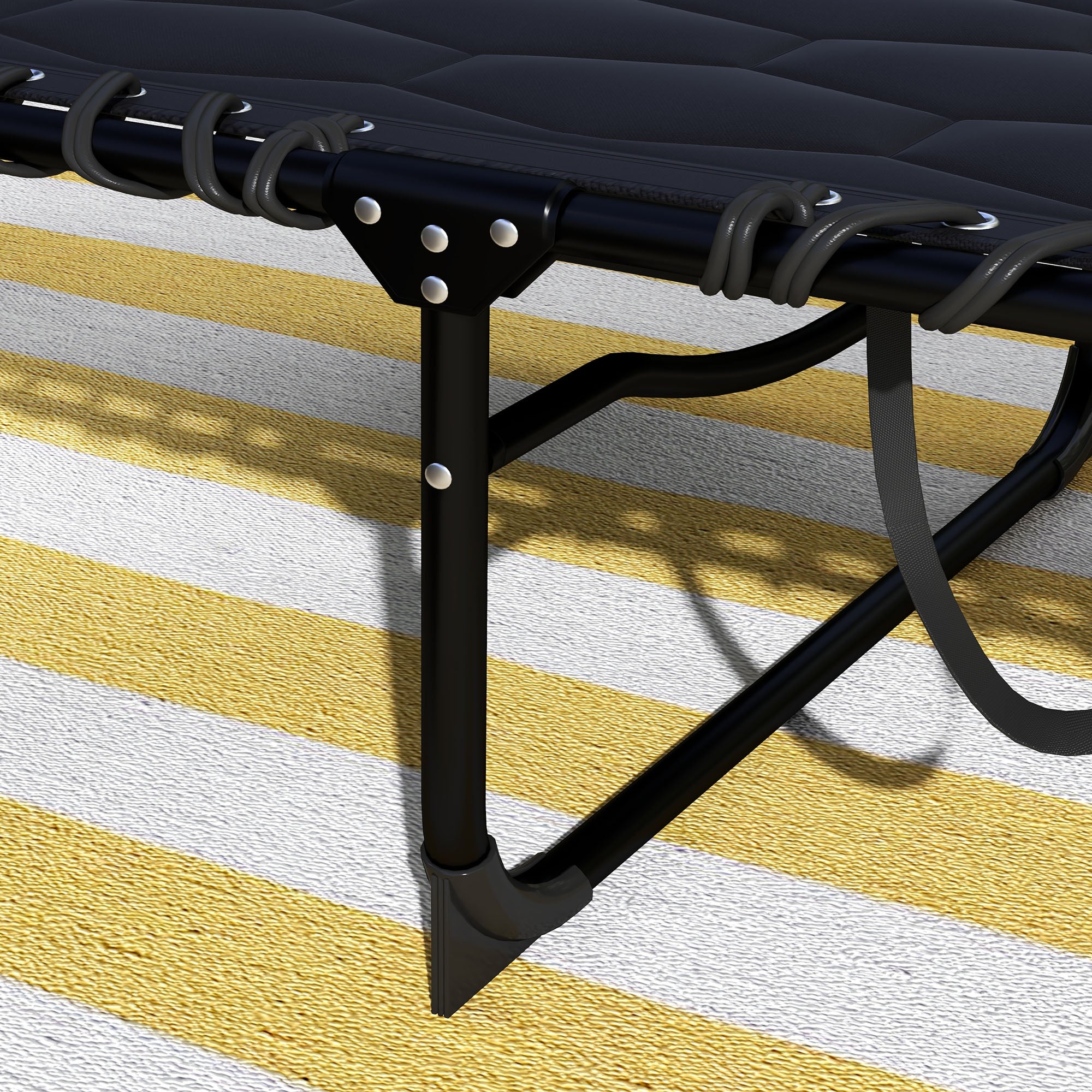 Outsunny Folding Chaise Lounge with 5-level Reclining Back, Outdoor Tanning Chair with Build-in Padded Seat, Outdoor Lounge Chair with Side Pocket, Headrest, Black