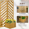 Outsunny Freestanding Outdoor Privacy Screen with 4 Self-Draining Raised Garden Beds, 3 Hinged Privacy Panels and for Hot Tub, Pool, Patio, Backyard, Deck, Brown