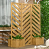 Outsunny Freestanding Outdoor Privacy Screen with 4 Self-Draining Raised Garden Beds, 3 Hinged Privacy Panels and for Hot Tub, Pool, Patio, Backyard, Deck, Brown