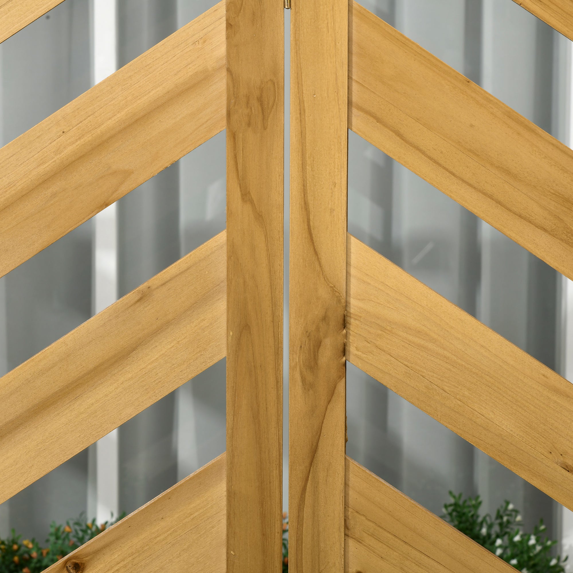 Outsunny Freestanding Outdoor Privacy Screen with 4 Self-Draining Raised Garden Beds, 3 Hinged Privacy Panels and for Hot Tub, Pool, Patio, Backyard, Deck, Brown