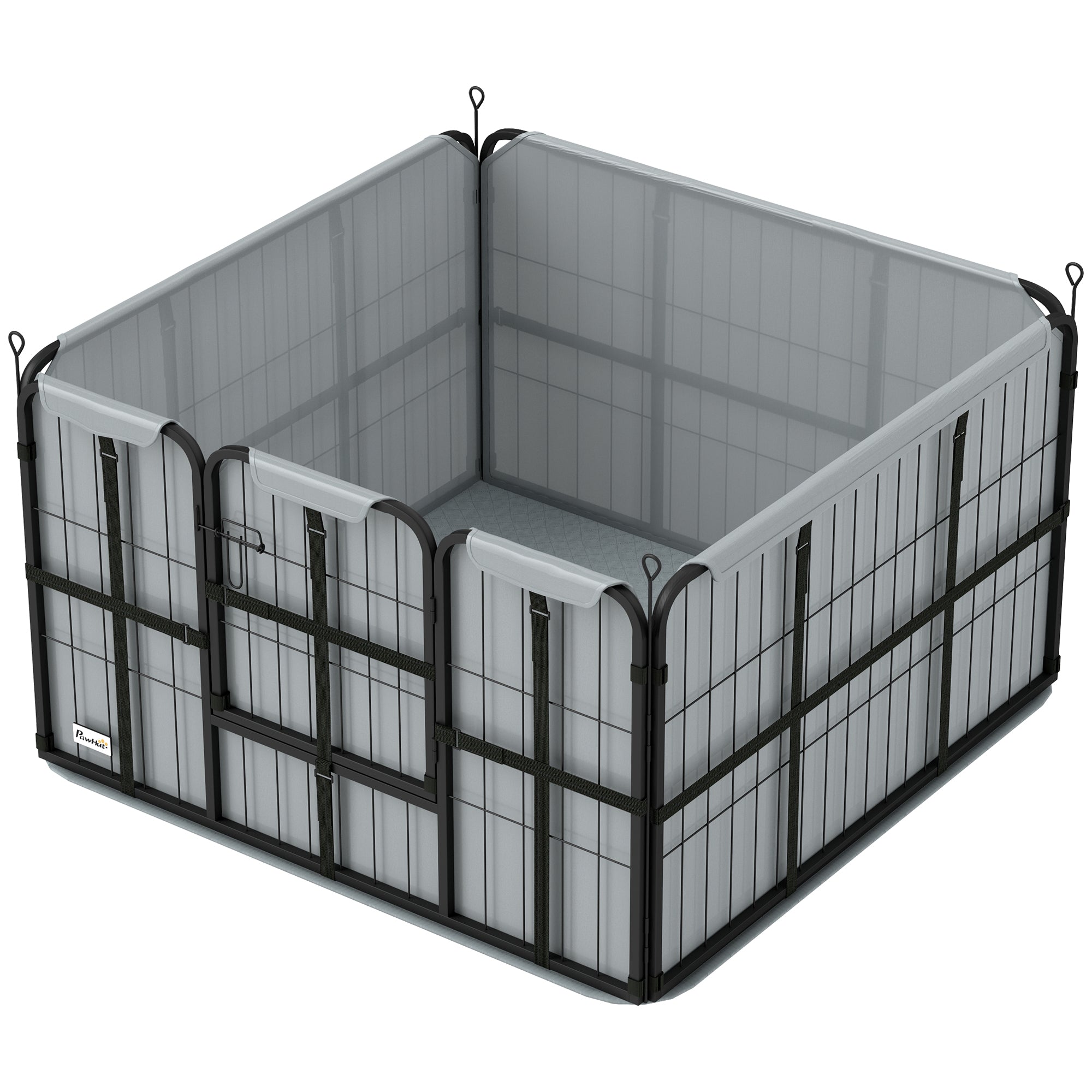 PawHut Whelping Box for Dogs and Puppies, 4 Panel Whelping Pen with Washable Whelping Pad, Windproof Cloth, Lockable Door, Dog Playpen for Indoor Outdoor, for Small & Medium Dogs, 102 x 102 x 60cm