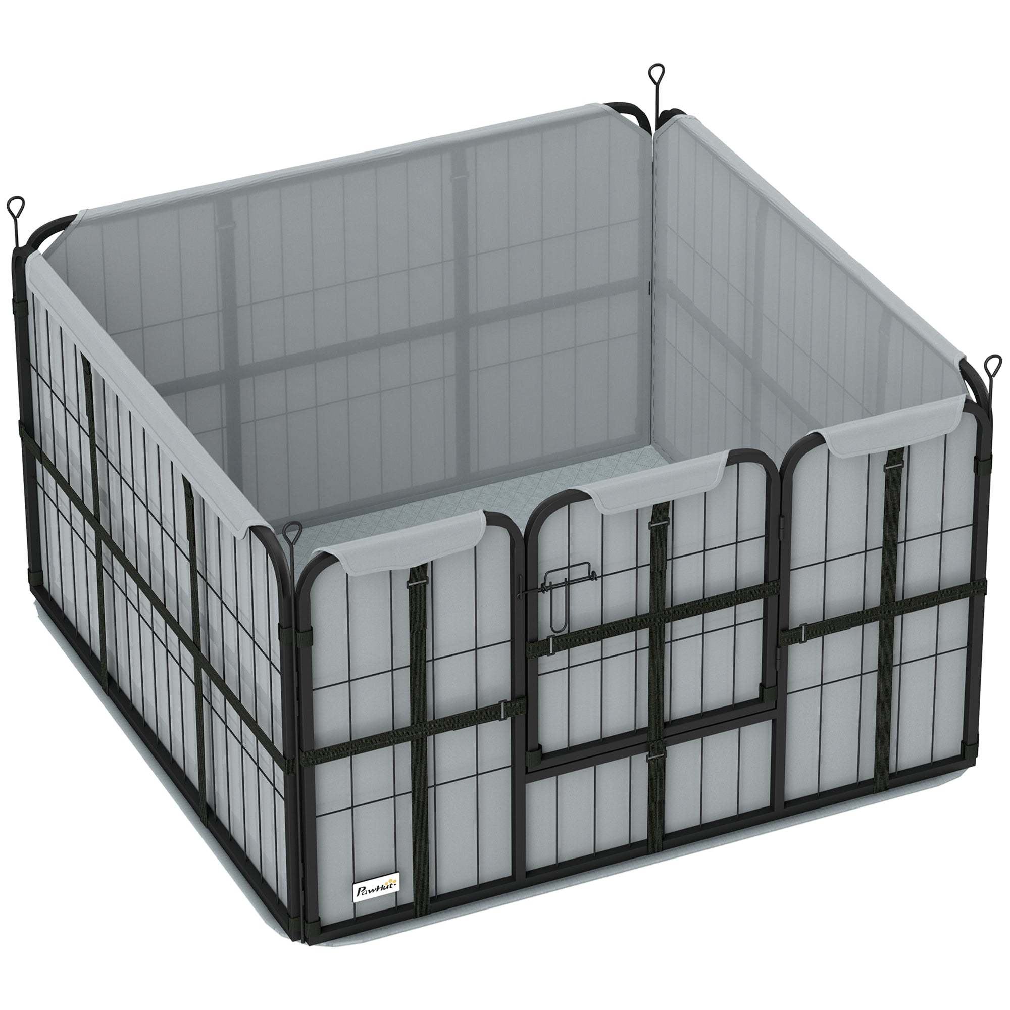 PawHut Whelping Box for Dogs and Puppies, 4 Panel Whelping Pen with Washable Whelping Pad, Windproof Cloth, Lockable Door, Dog Playpen for Indoor Outdoor, for Small & Medium Dogs, 102 x 102 x 60cm