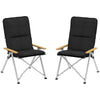 Outsunny Folding Camping Chairs 2 Pack, Portable Adjustable Camp Chair with Padded Seat and Carry Bag, Outdoor High Back Recliner for Hiking, Fishing, Beach, Picnic and Lawn, Black