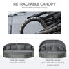 Outsunny 4 Pieces Rattan Daybed Patio PE Wicker Round Furniture Outdoor Rattan Garden Lounge Sofa Sets Sectional Conversation Set with Canopy, Cushions, & Pillows, Grey