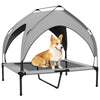 PawHut Elevated Dog Bed with Canopy, Cooling Dog Cot Bed for Camping, Portable Raised Pet Cot with Washable Breathable Mesh, for Indoor Outdoor, M & L Dogs, 36" x 30" x 35", Grey