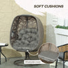 Outsunny Swivel Egg Chair with Cushions and Foldable Basket Seat, Indoor Outdoor Lounge Chair for Backyard, Garden, Balcony, Lawn and Living Room, Sand
