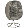 Outsunny Swivel Egg Chair with Cushions and Foldable Basket Seat, Indoor Outdoor Lounge Chair for Backyard, Garden, Balcony, Lawn and Living Room, Sand