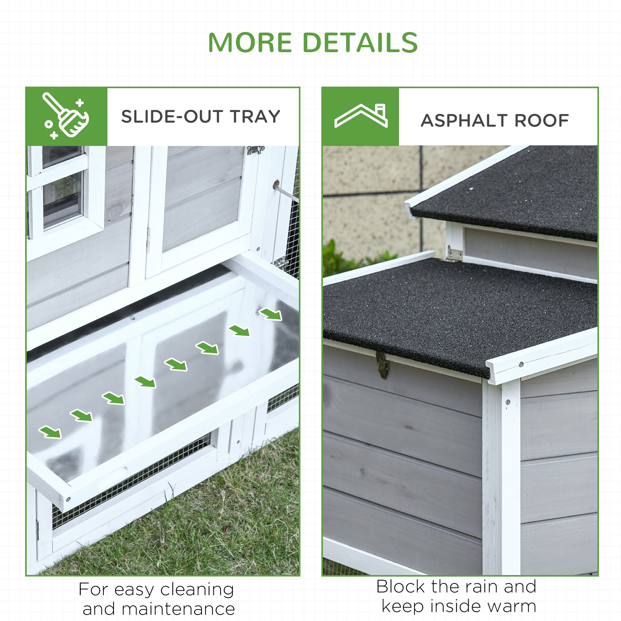 PawHut Large Chicken Coop with Run Hen House Wooden Poultry Cage w/ Nesting Box Removable Tray Outdoor 193 x 78 x 115cm