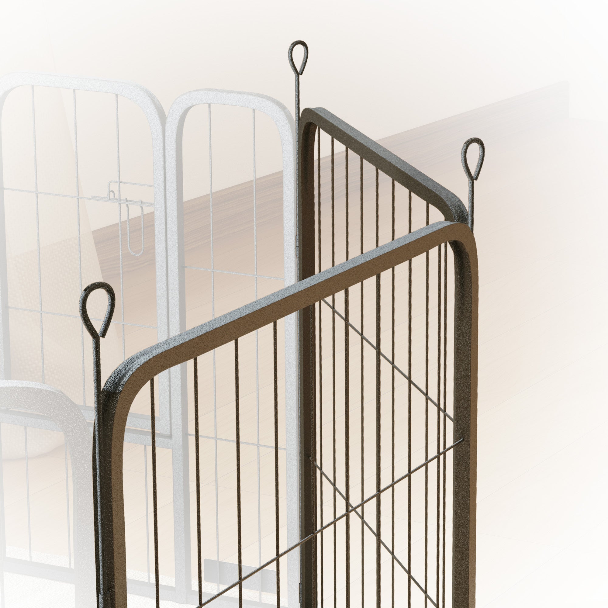 PawHut Dog Pen, 2 Panels Puppy Pen, Heavy Duty Dog Playpen, Portable Detachable Dog Exercise Pen Animal Enclosure for Small Dogs, 60cm High, Black