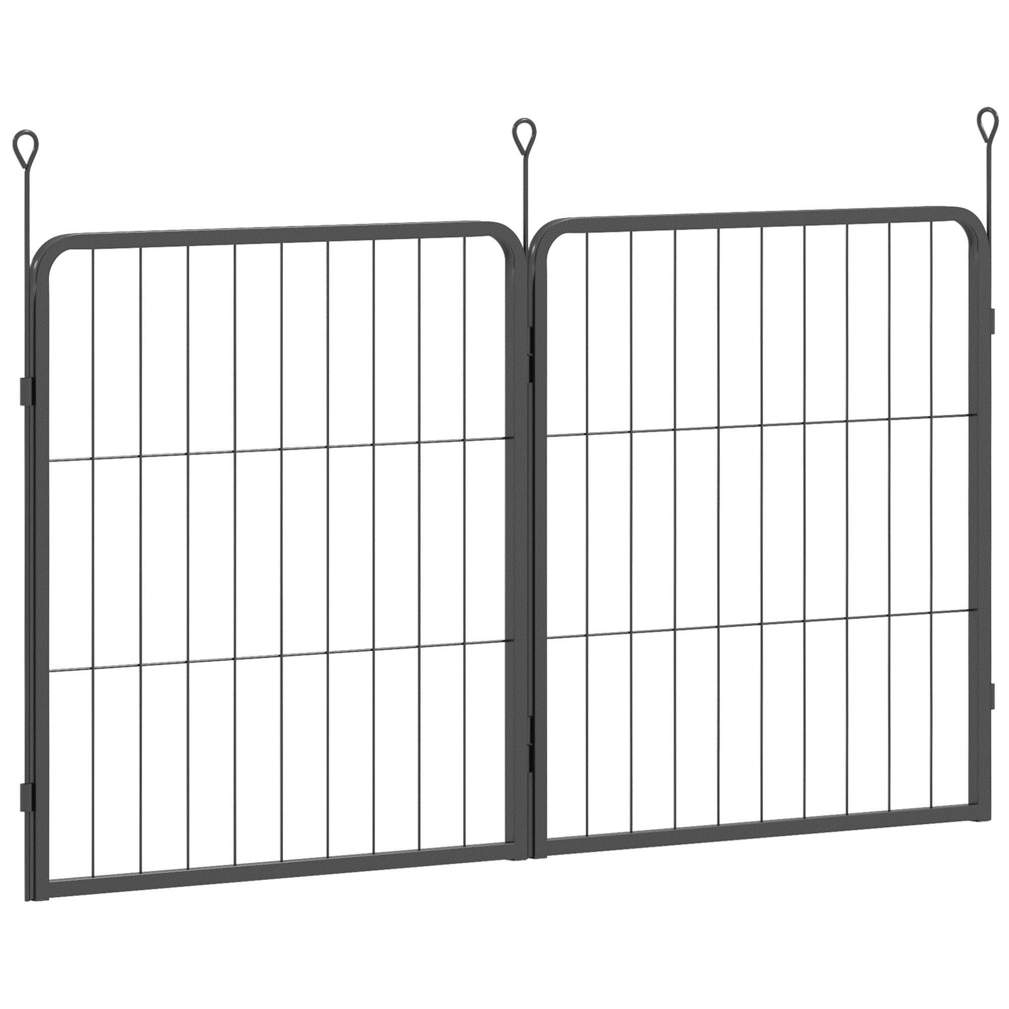 PawHut Dog Pen, 2 Panels Puppy Pen, Heavy Duty Dog Playpen, Portable Detachable Dog Exercise Pen Animal Enclosure for Small Dogs, 60cm High, Black