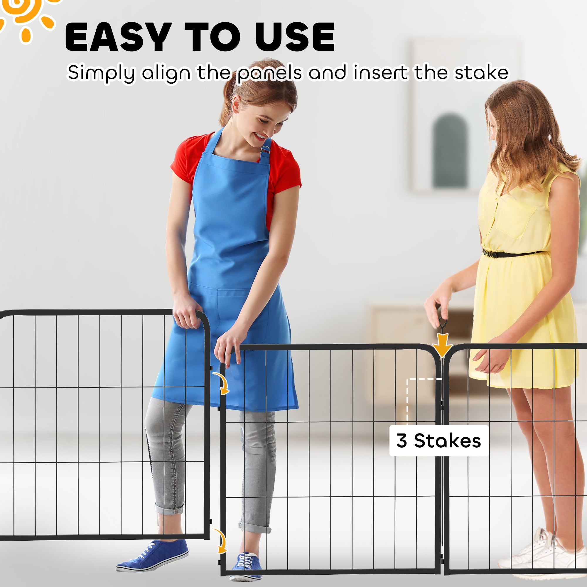 PawHut Dog Pen, 2 Panels Puppy Pen, Heavy Duty Dog Playpen, Portable Detachable Dog Exercise Pen Animal Enclosure for Small Dogs, 60cm High, Black