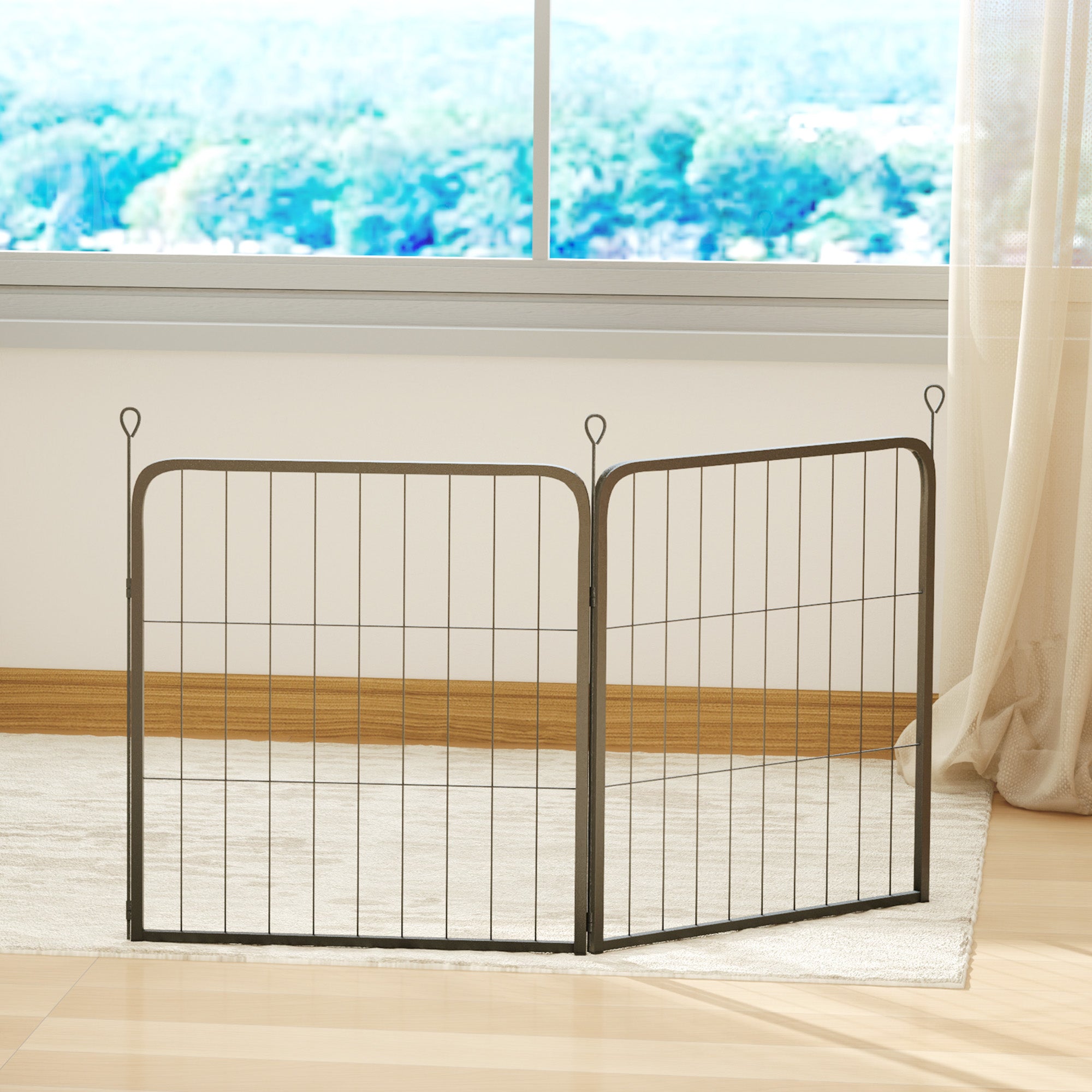 PawHut Dog Pen, 2 Panels Puppy Pen, Heavy Duty Dog Playpen, Portable Detachable Dog Exercise Pen Animal Enclosure for Small Dogs, 60cm High, Black