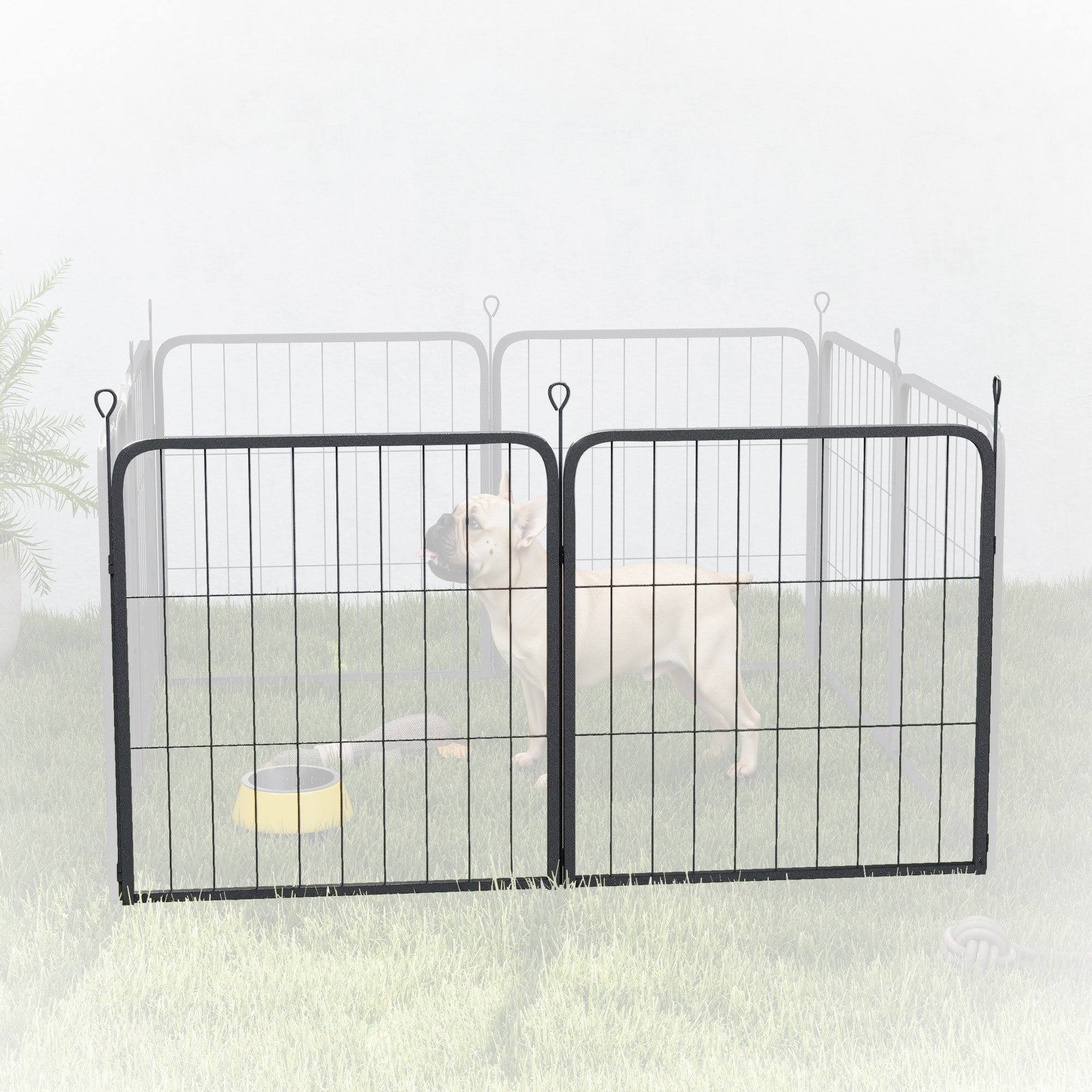PawHut Dog Pen, 2 Panels Puppy Pen, Heavy Duty Dog Playpen, Portable Detachable Dog Exercise Pen Animal Enclosure for Small Dogs, 60cm High, Black