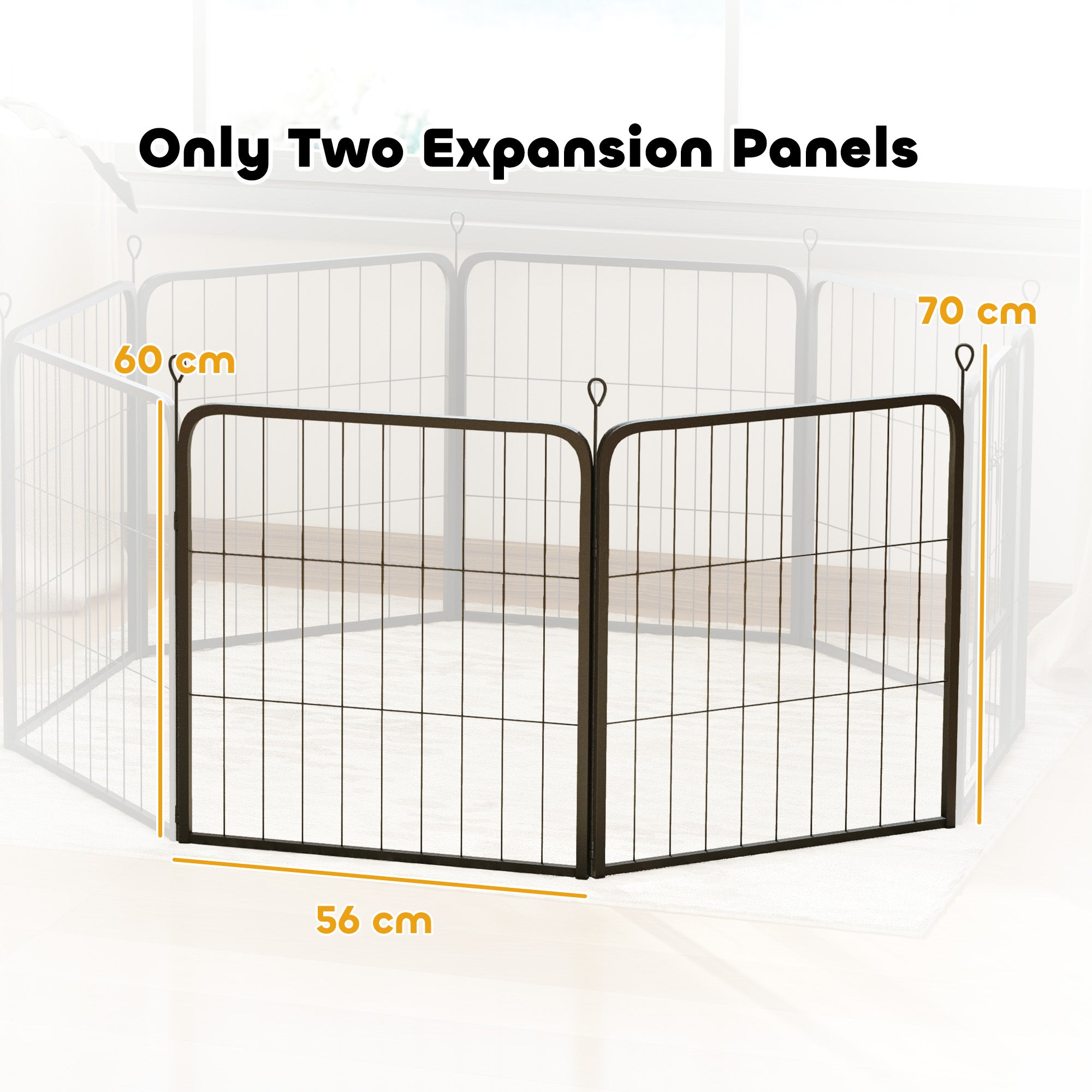 PawHut Dog Pen, 2 Panels Puppy Pen, Heavy Duty Dog Playpen, Portable Detachable Dog Exercise Pen Animal Enclosure for Small Dogs, 60cm High, Black