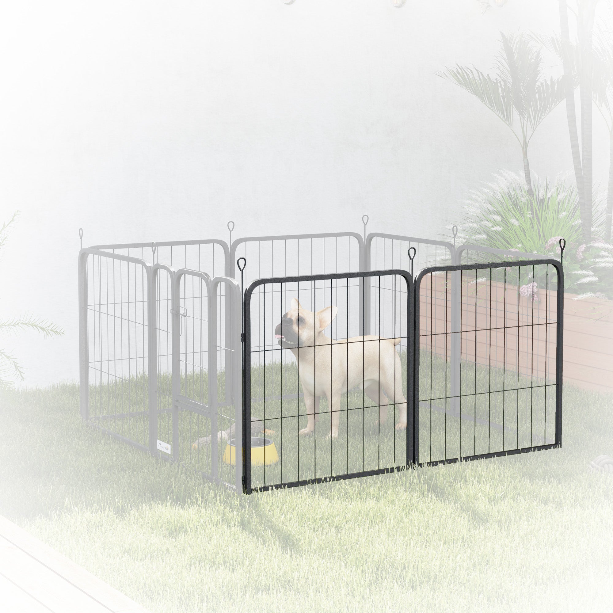 PawHut Dog Pen, 2 Panels Puppy Pen, Heavy Duty Dog Playpen, Portable Detachable Dog Exercise Pen Animal Enclosure for Small Dogs, 60cm High, Black