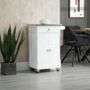 HOMCOM Kitchen Cart, Small Kitchen Island, Stainless Steel Top Utility Trolley on Wheels with Storage Drawer for Dining Room, Kitchen (White)