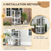 PawHut Outdoor Cat House, Large Catio Wooden Kitten Enclosure Elevated Design, with Wheels, Resting Box, Water-Resistant, Multi Platforms, for 1-3 Cats, White & Grey