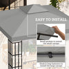 Outsunny 9.8' x 9.8' Square 2-Tier Gazebo Canopy Replacement Top Cover Outdoor Garden Sun Shade, Light Grey