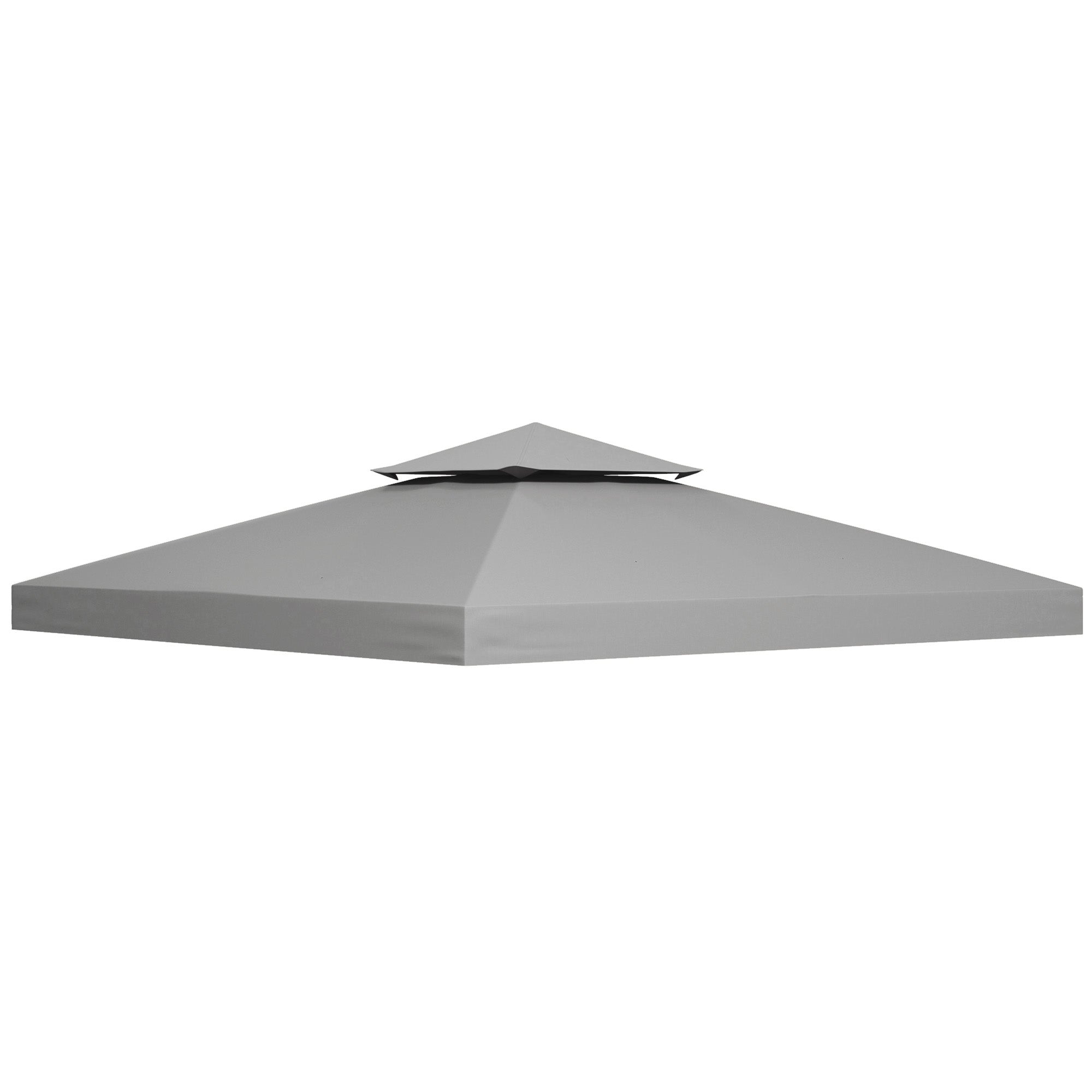 Outsunny 9.8' x 9.8' Square 2-Tier Gazebo Canopy Replacement Top Cover Outdoor Garden Sun Shade, Light Grey