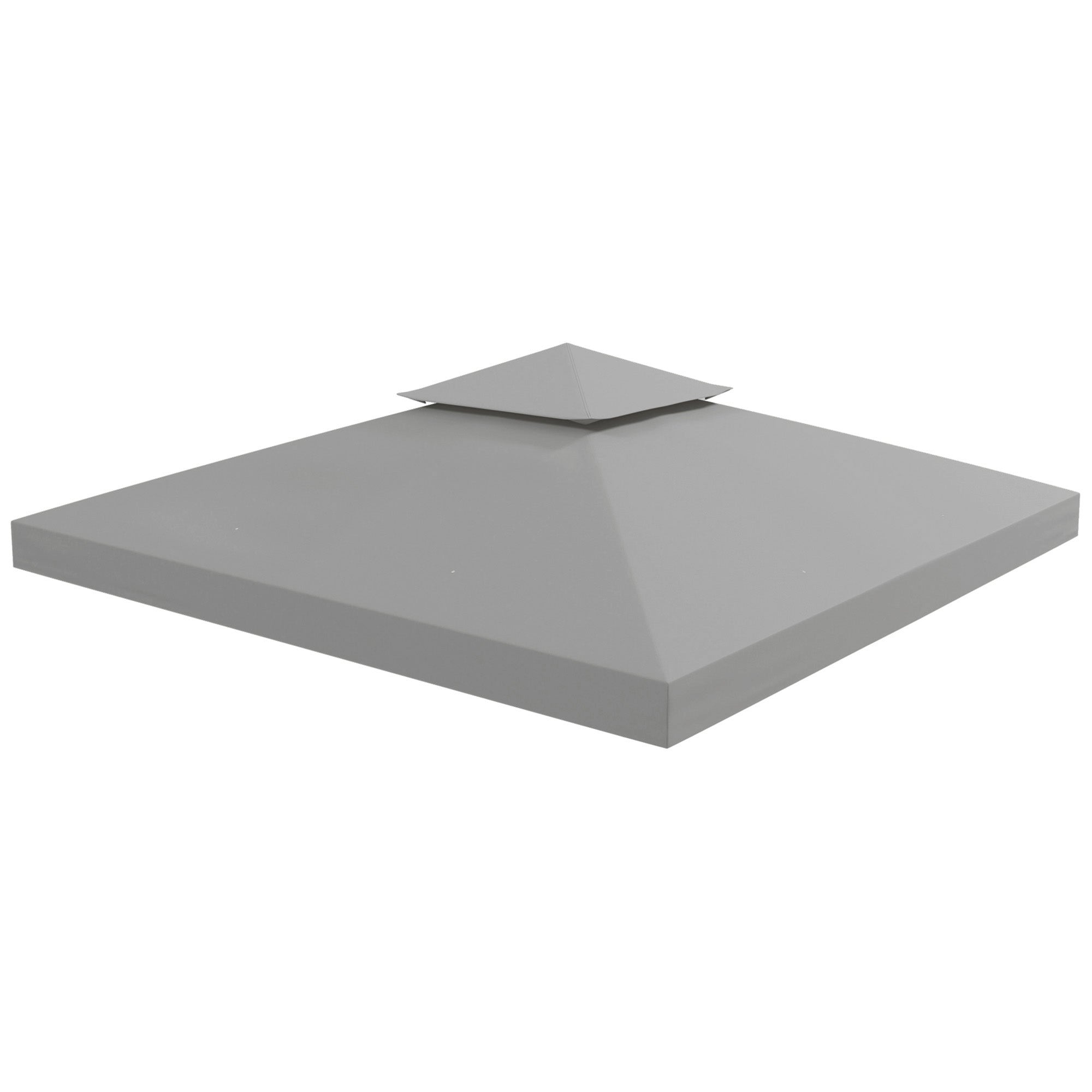 Outsunny 9.8' x 9.8' Square 2-Tier Gazebo Canopy Replacement Top Cover Outdoor Garden Sun Shade, Light Grey