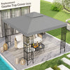 Outsunny 9.8' x 9.8' Square 2-Tier Gazebo Canopy Replacement Top Cover Outdoor Garden Sun Shade, Light Grey