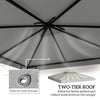 Outsunny 9.8' x 9.8' Square 2-Tier Gazebo Canopy Replacement Top Cover Outdoor Garden Sun Shade, Light Grey