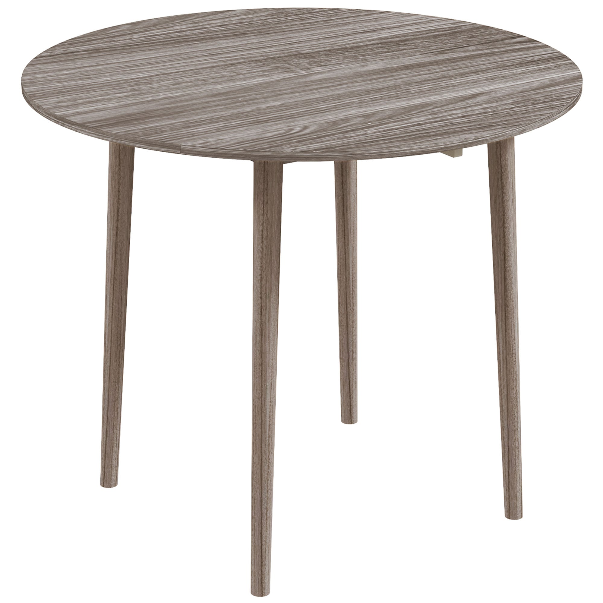 HOMCOM Folding Dining Table, Round Drop Leaf Table for Small Spaces, Foldable Table with Wood Legs for Kitchen, Dining Room, Distressed Grey