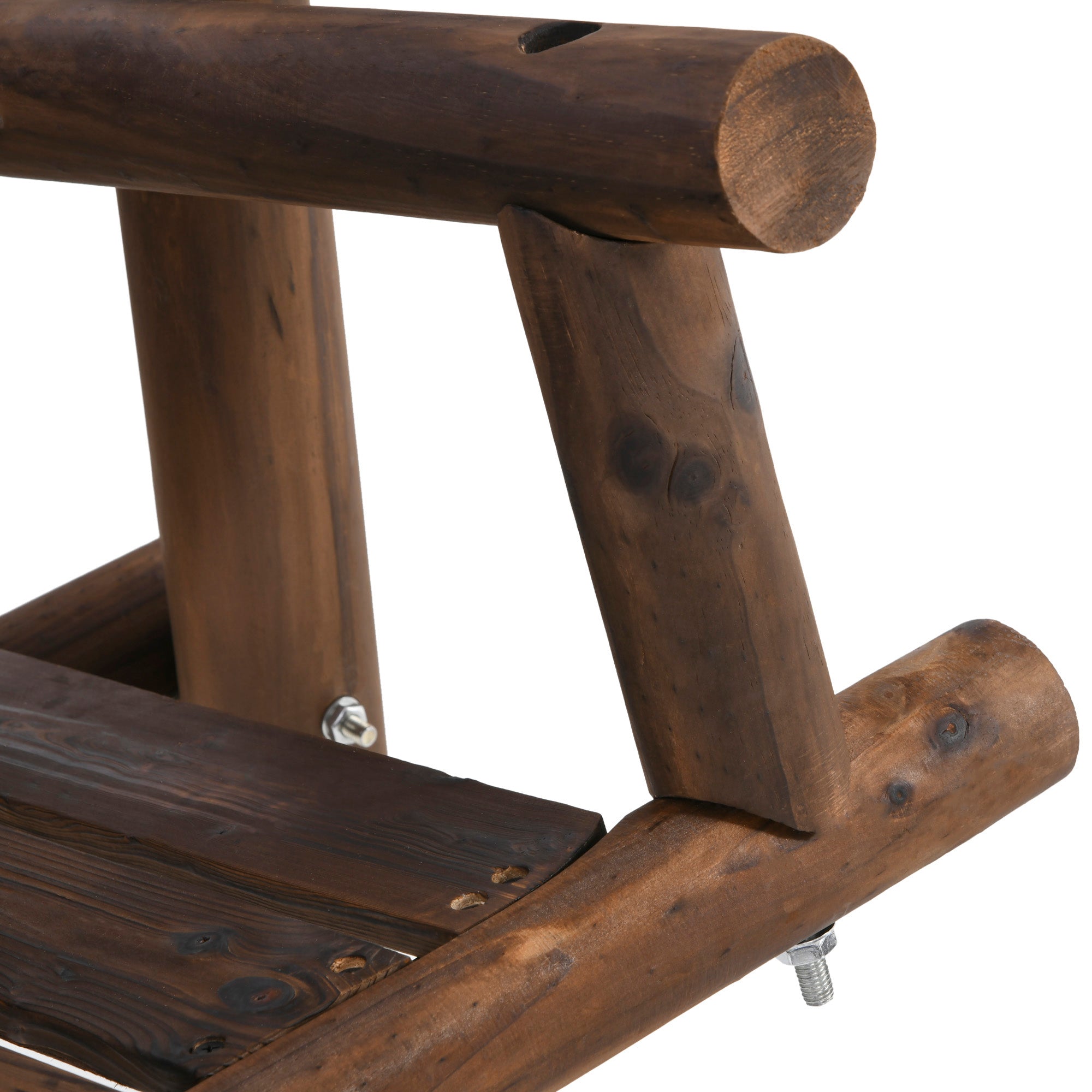 Outsunny Wood Porch Swing with Stand, 2-Person Patio Swing Bench with Wide Backrest, 660lbs Capacity for Garden, Poolside, Backyard, Carbonized