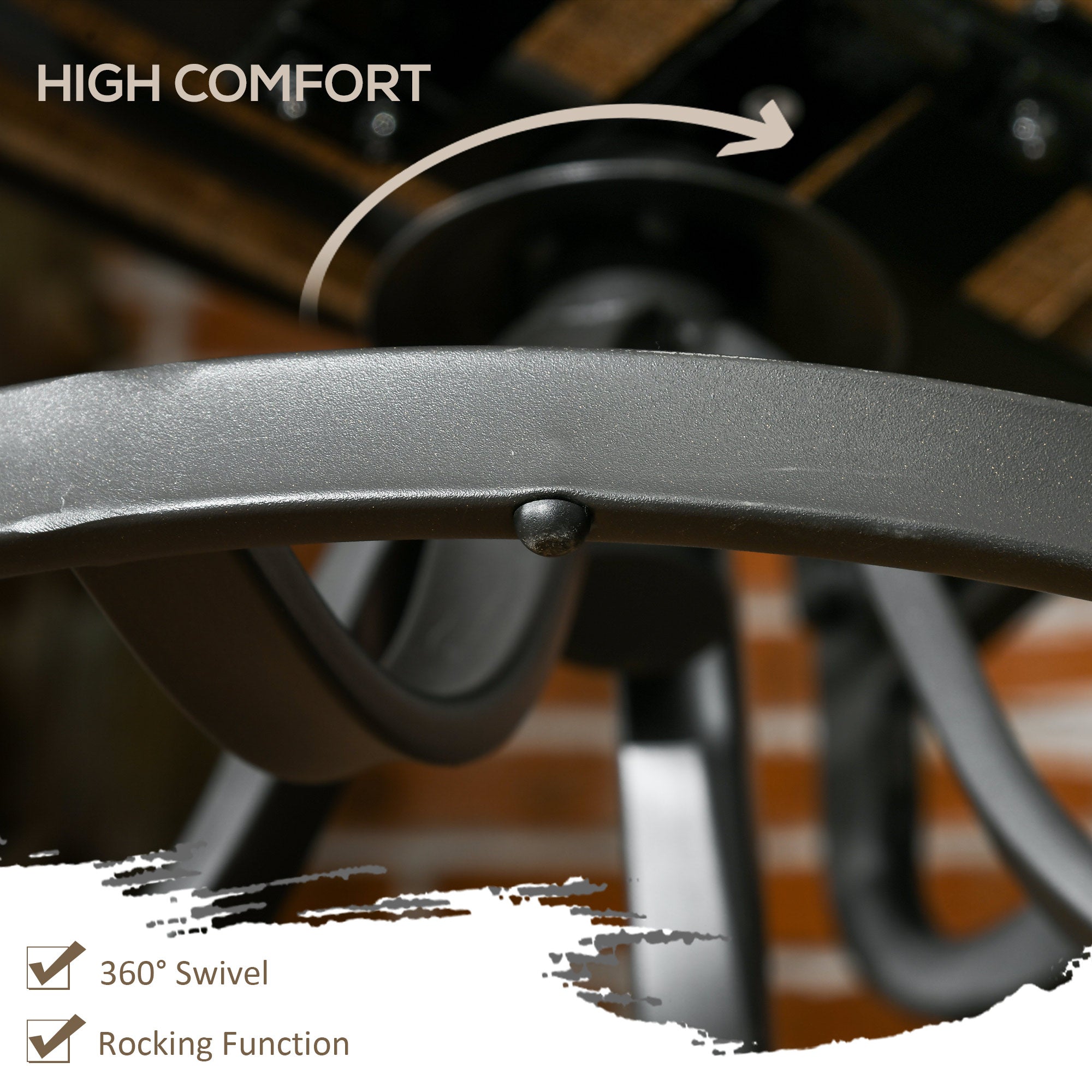 Outsunny 2-Piece Patio Swivel Chairs, 360° Swivel Rocking Chairs with Curved Armrests, S Shape Backrest, Breathable Mesh Seat & Backrest for Yard, Lawn, Porch, Garden, Brown