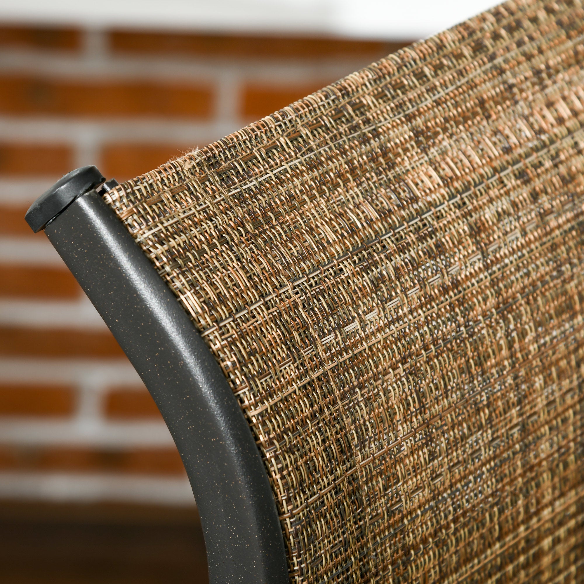 Outsunny 2-Piece Patio Swivel Chairs, 360° Swivel Rocking Chairs with Curved Armrests, S Shape Backrest, Breathable Mesh Seat & Backrest for Yard, Lawn, Porch, Garden, Brown