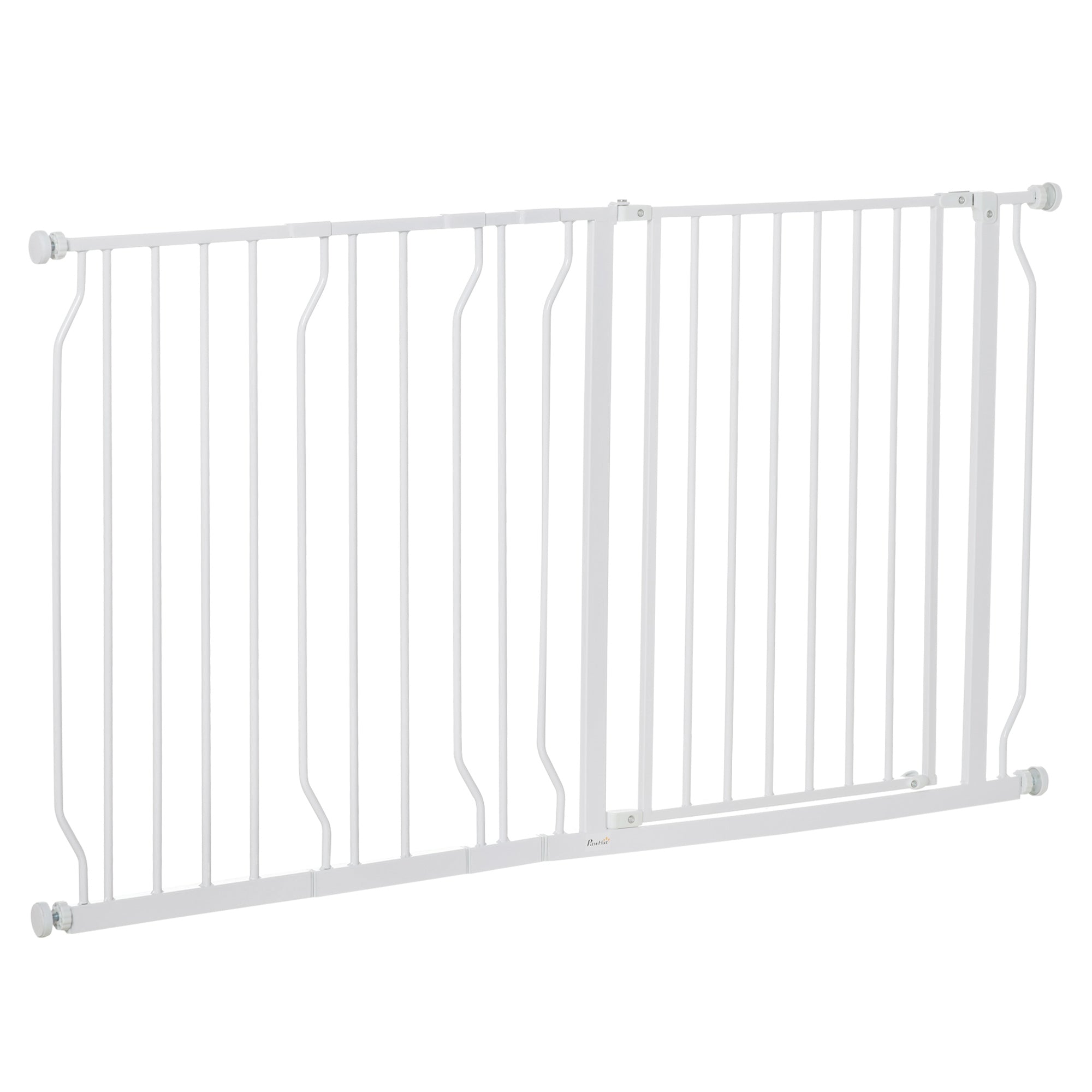 PawHut 30"- 57" Extra Wide Dog Gate with Door, Double Locking System, Easy Install Pet Gate for Stairs, Hallways, and Doorways, White