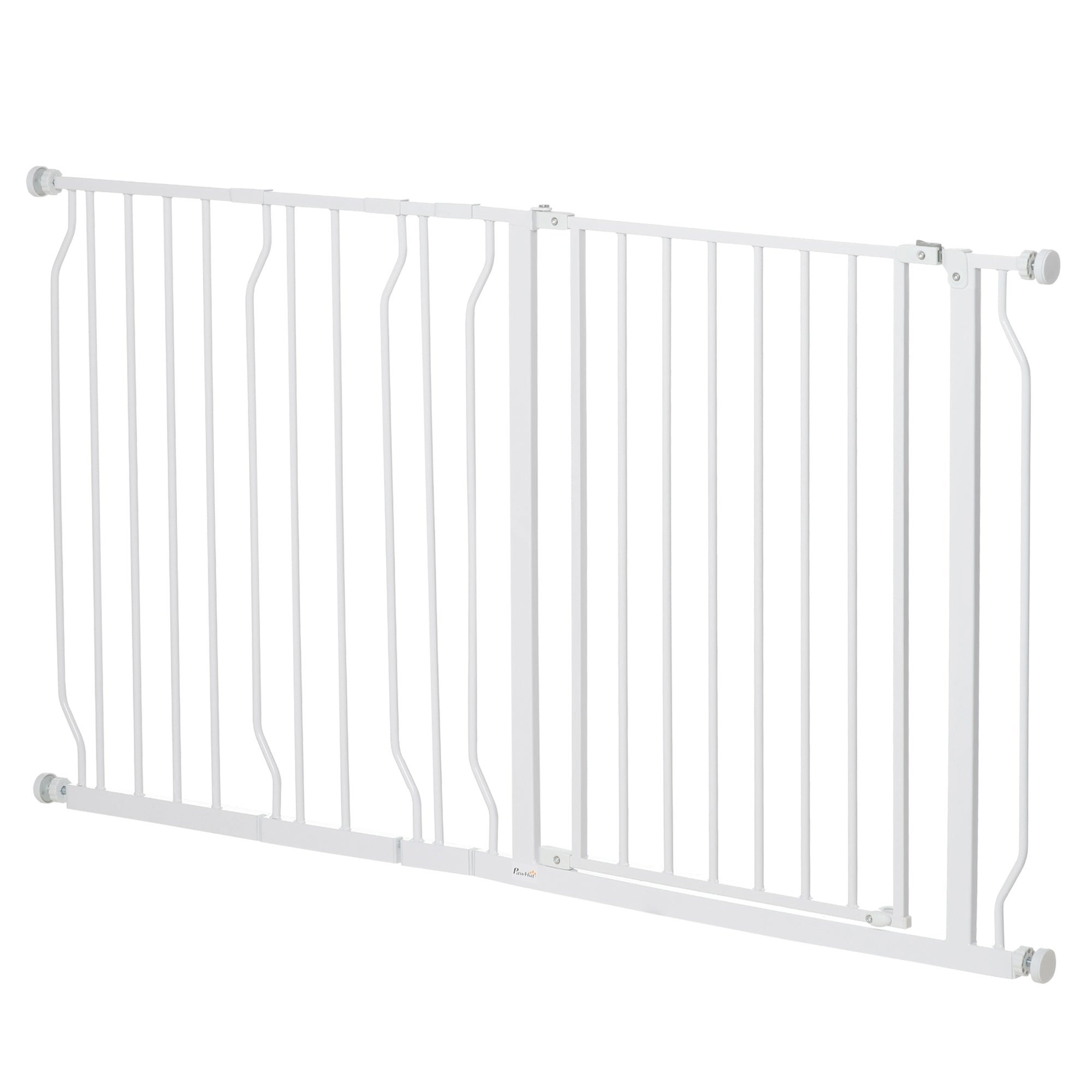 PawHut 30"- 57" Extra Wide Dog Gate with Door, Double Locking System, Easy Install Pet Gate for Stairs, Hallways, and Doorways, White