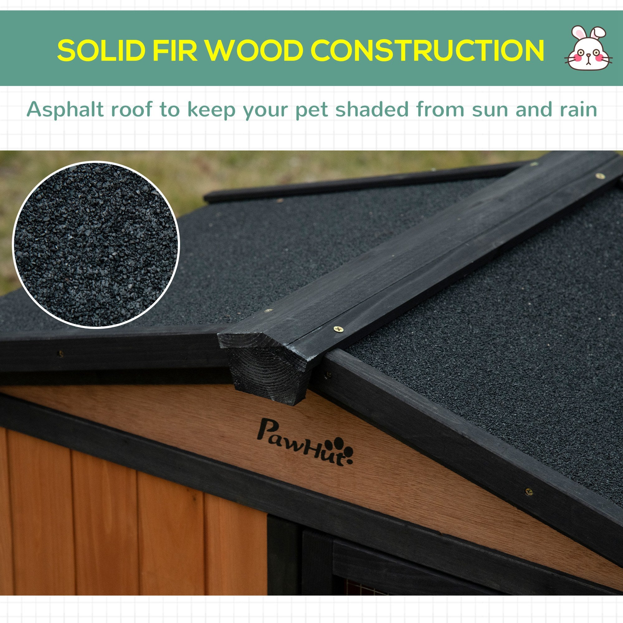 PawHut 69" Wooden Rabbit Hutch Pet Playpen Bunny House Enclosure with Run Box, Slide-out Tray, Ramp, for Rabbits and Small Animals, Black