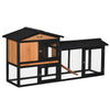 PawHut 69" Wooden Rabbit Hutch Pet Playpen Bunny House Enclosure with Run Box, Slide-out Tray, Ramp, for Rabbits and Small Animals, Black