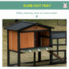 PawHut 69" Wooden Rabbit Hutch Pet Playpen Bunny House Enclosure with Run Box, Slide-out Tray, Ramp, for Rabbits and Small Animals, Black