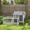 PawHut 68" Wooden Chicken Coop, Outdoor Rabbit Hutch with Run, Tray, Nesting Box, Removable Tray, Fence for 3-4 Chicken, Bunnies, Ducks, Charcoal Grey