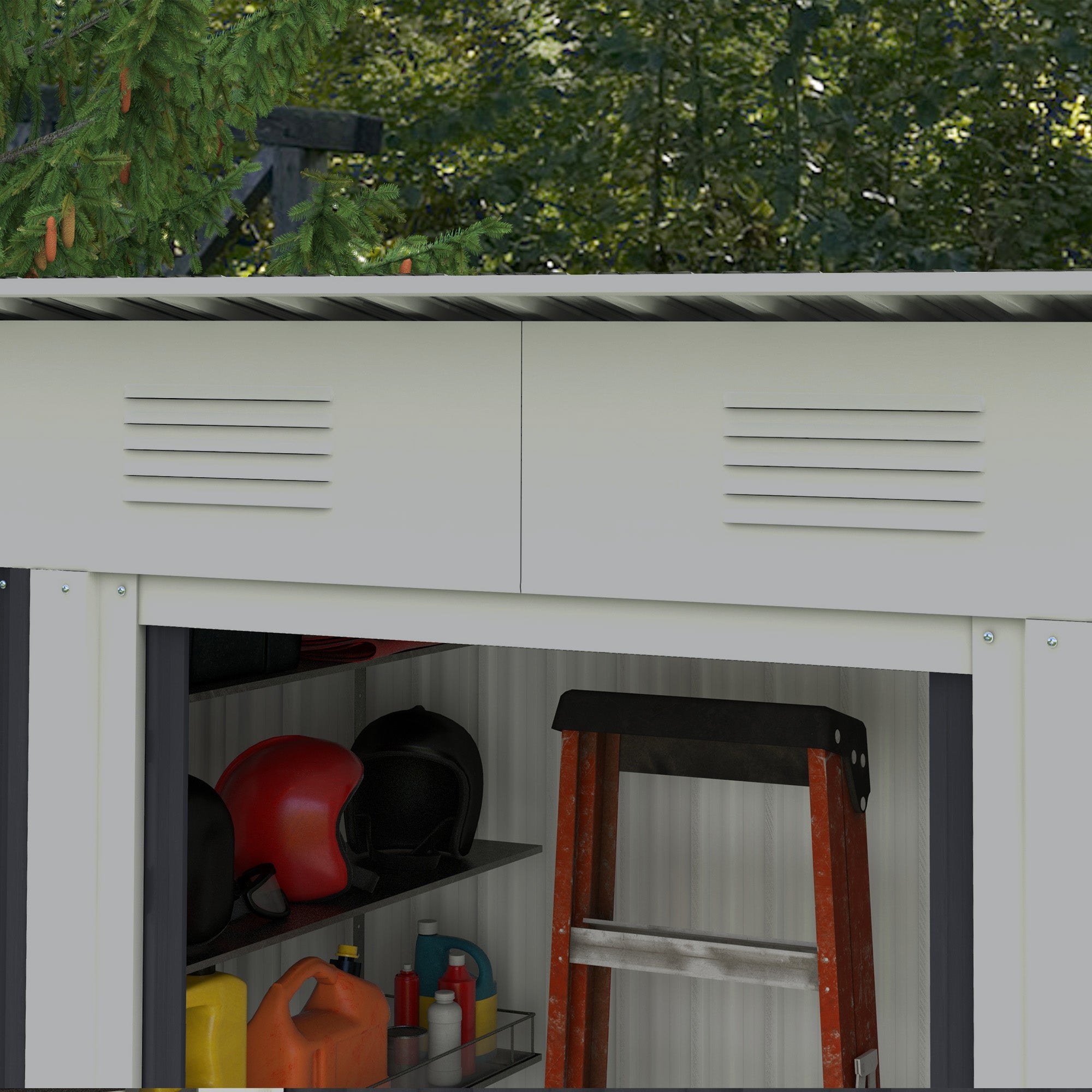 Outsunny 7' x 4' Outdoor Storage Shed, Metal Garden Tool Storage House Organizer with Lockable Sliding Doors and Vents for Backyard Patio Lawn, Charcoal Grey