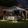 Outsunny 11.7' x 11.7' Pop Up Canopy Tent with Netting, UPF50+ Instant Party Tent Gazebo, Height Adjustable, with Wheeled Carry Bag and Sand Bags for Outdoor, Garden, Patio