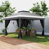 Outsunny 11.7' x 11.7' Pop Up Canopy Tent with Netting, UPF50+ Instant Party Tent Gazebo, Height Adjustable, with Wheeled Carry Bag and Sand Bags for Outdoor, Garden, Patio