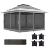 Outsunny 11.7' x 11.7' Pop Up Canopy Tent with Netting, UPF50+ Instant Party Tent Gazebo, Height Adjustable, with Wheeled Carry Bag and Sand Bags for Outdoor, Garden, Patio