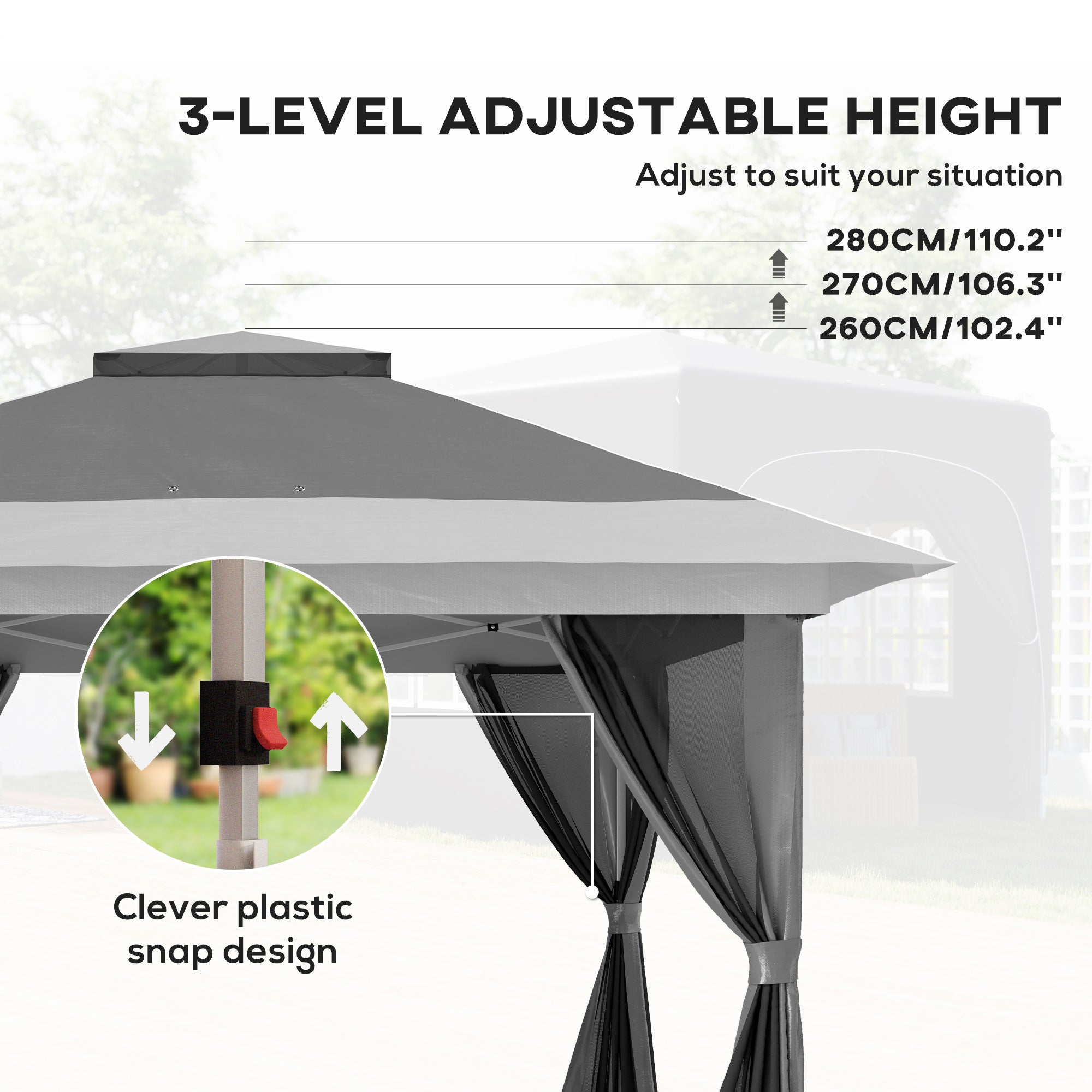 Outsunny 11.7' x 11.7' Pop Up Canopy Tent with Netting, UPF50+ Instant Party Tent Gazebo, Height Adjustable, with Wheeled Carry Bag and Sand Bags for Outdoor, Garden, Patio