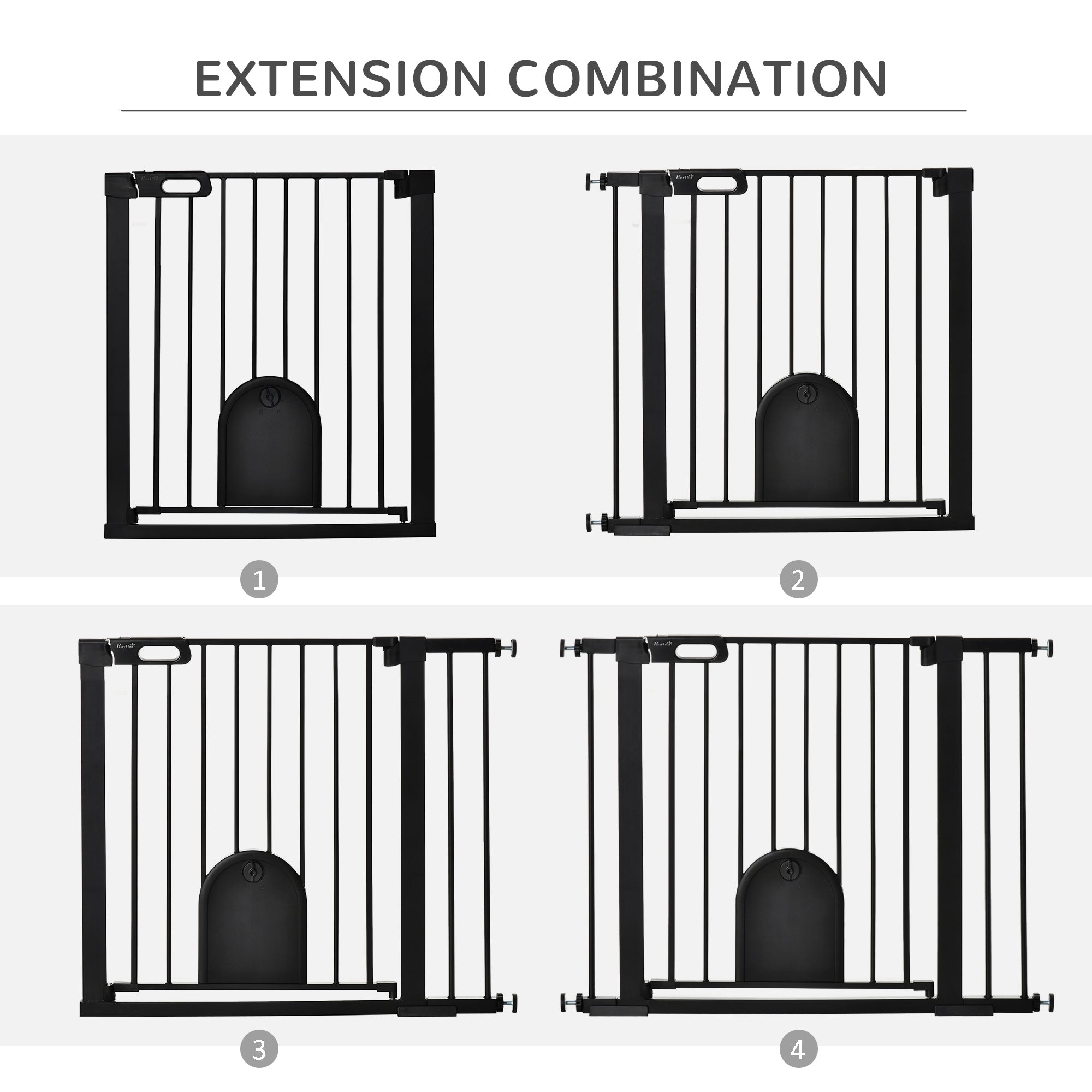 PawHut 30"-41" Extra Wide Pet Gate with Small Door, 30"H Dog Gate with Safety Gate Barrier, Stair Pressure Fit, Auto Close, Double Locking, for Doorways, Hallways, Black