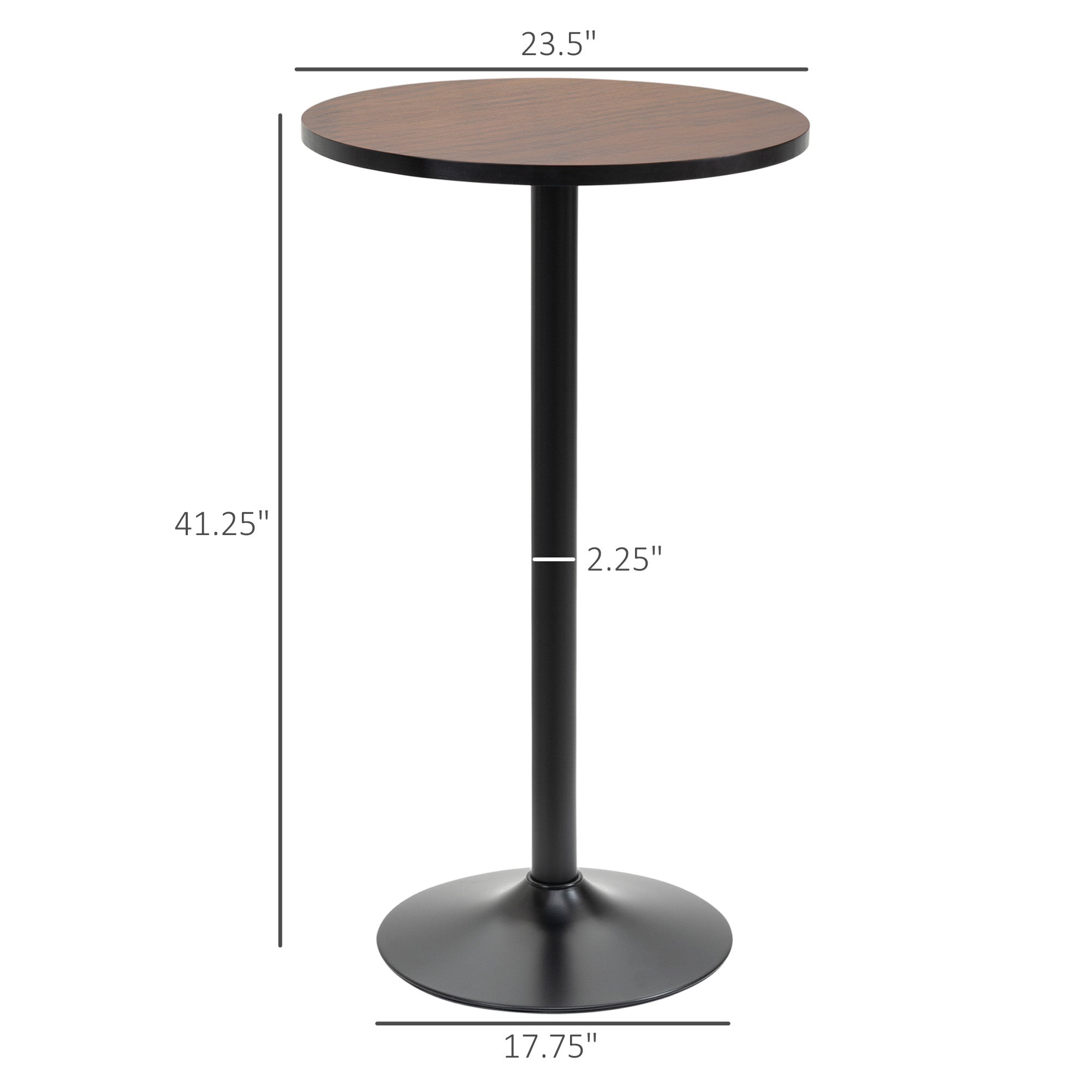 HOMCOM Round Bar Table 42 Inch Height, Industrial High Bistro Table with Metal Base and Elm Wood Top, Bar Height Table for Kitchen, Pub, Breakfast Area