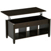 HOMCOM Lift Top Coffee Table with Hidden Compartment and 3 Storage Shelves, Center Table with Rising Tabletop for Living Room, Reception, 41" L, Espresso