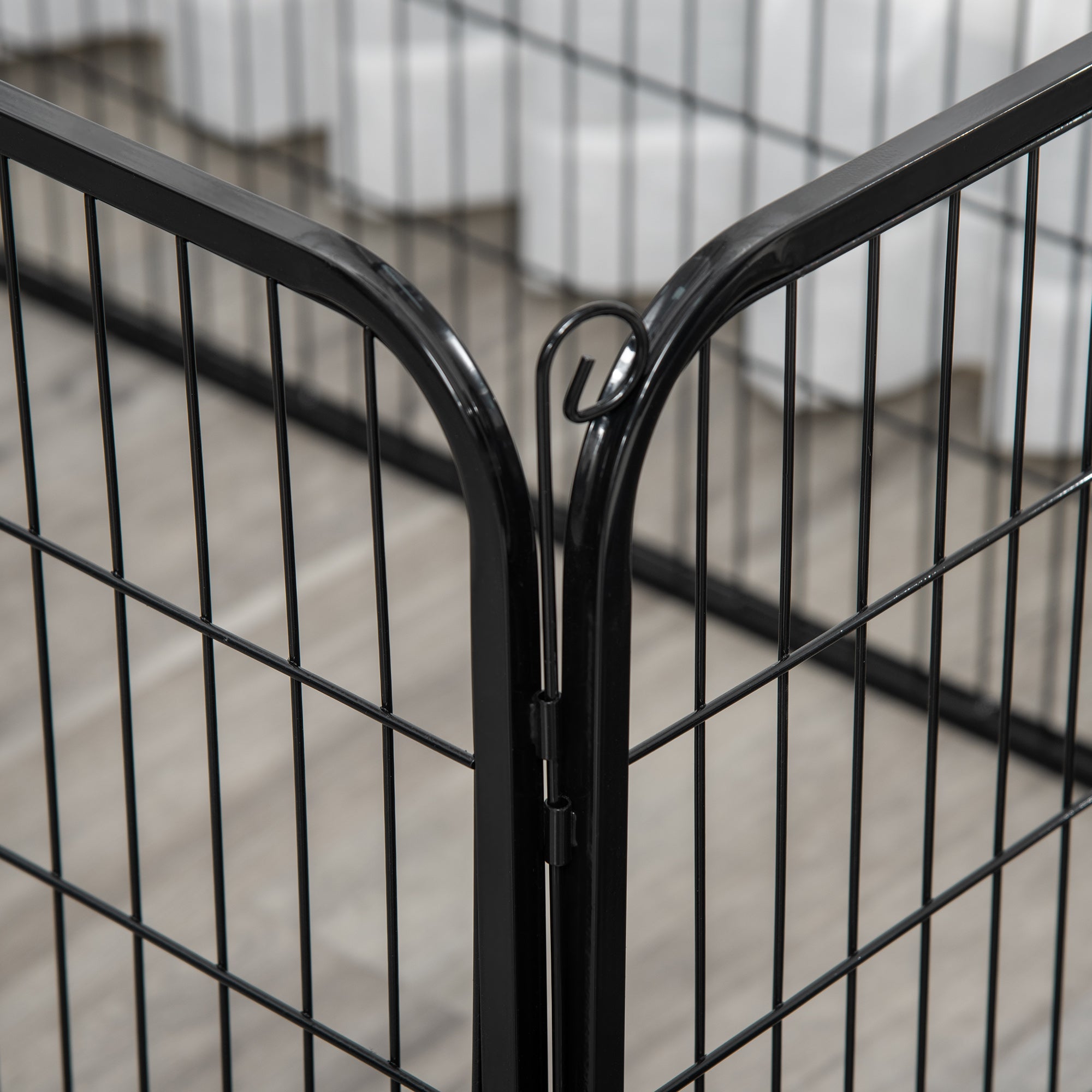 PawHut Dog Playpen, Heavy-duty Metal Puppy Play Pen, Pet Exercise Fences for Outside and Indoor, DIY Design with Door for Multiple Dogs, 4 Panels, 27.5"H