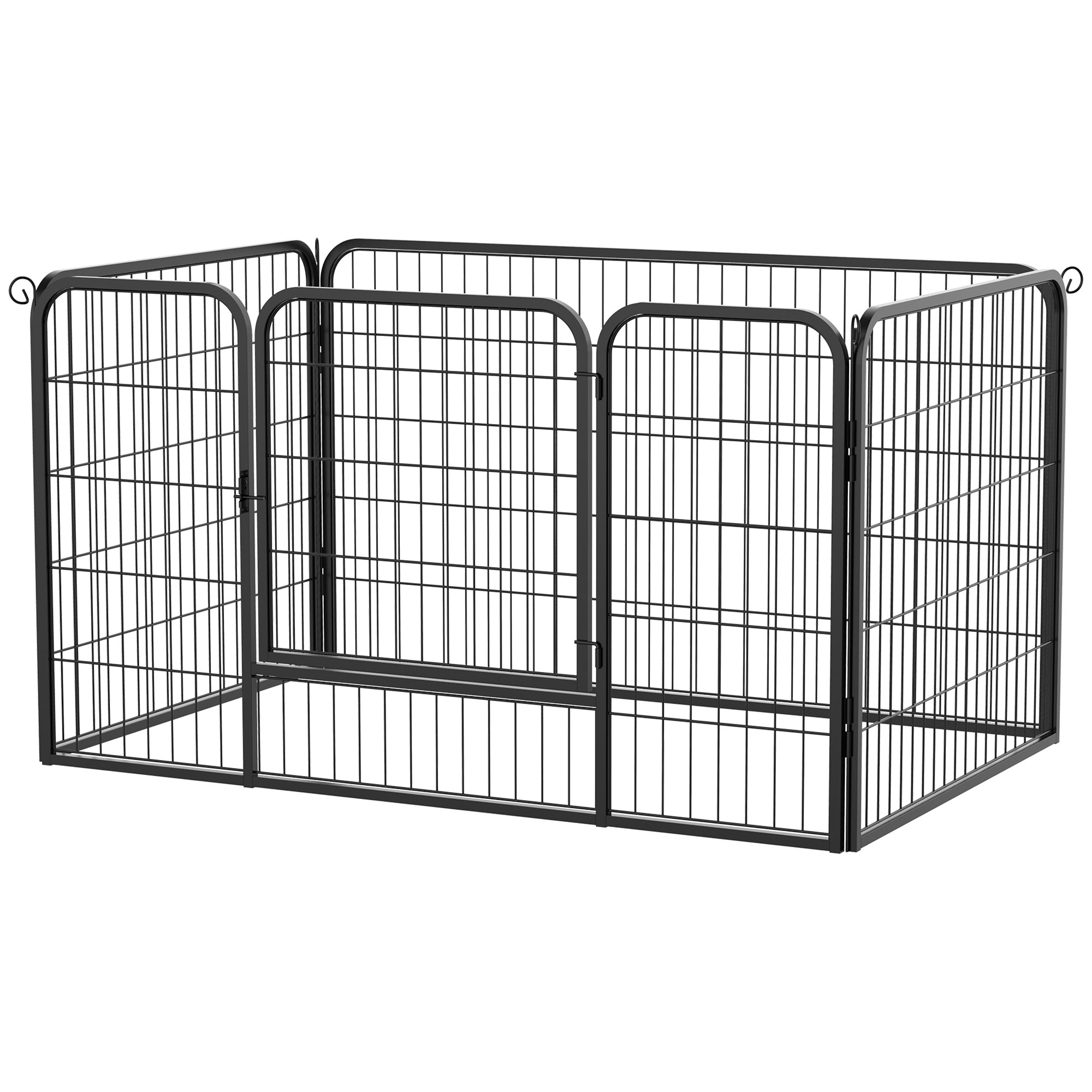 PawHut Dog Playpen, Heavy-duty Metal Puppy Play Pen, Pet Exercise Fences for Outside and Indoor, DIY Design with Door for Multiple Dogs, 4 Panels, 27.5"H