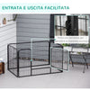 PawHut Dog Playpen, Heavy-duty Metal Puppy Play Pen, Pet Exercise Fences for Outside and Indoor, DIY Design with Door for Multiple Dogs, 4 Panels, 27.5"H