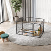 PawHut Dog Playpen, Heavy-duty Metal Puppy Play Pen, Pet Exercise Fences for Outside and Indoor, DIY Design with Door for Multiple Dogs, 4 Panels, 27.5"H