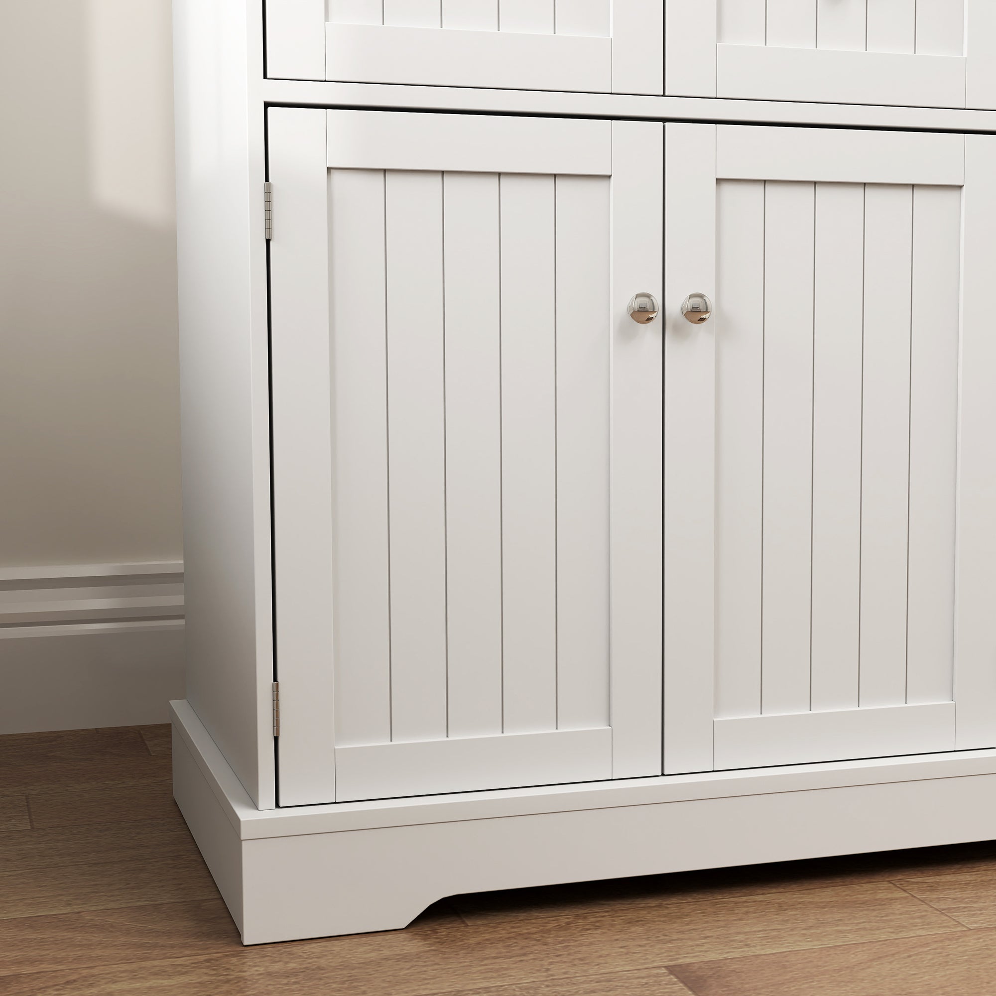 PawHut Cat Litter Box Enclosure, Hidden Litter Box Furnitrue Indoor Cat House with Drawer, Storage, Anti-tip Kit, Cat Washroom for Living Room, Bedroom, White